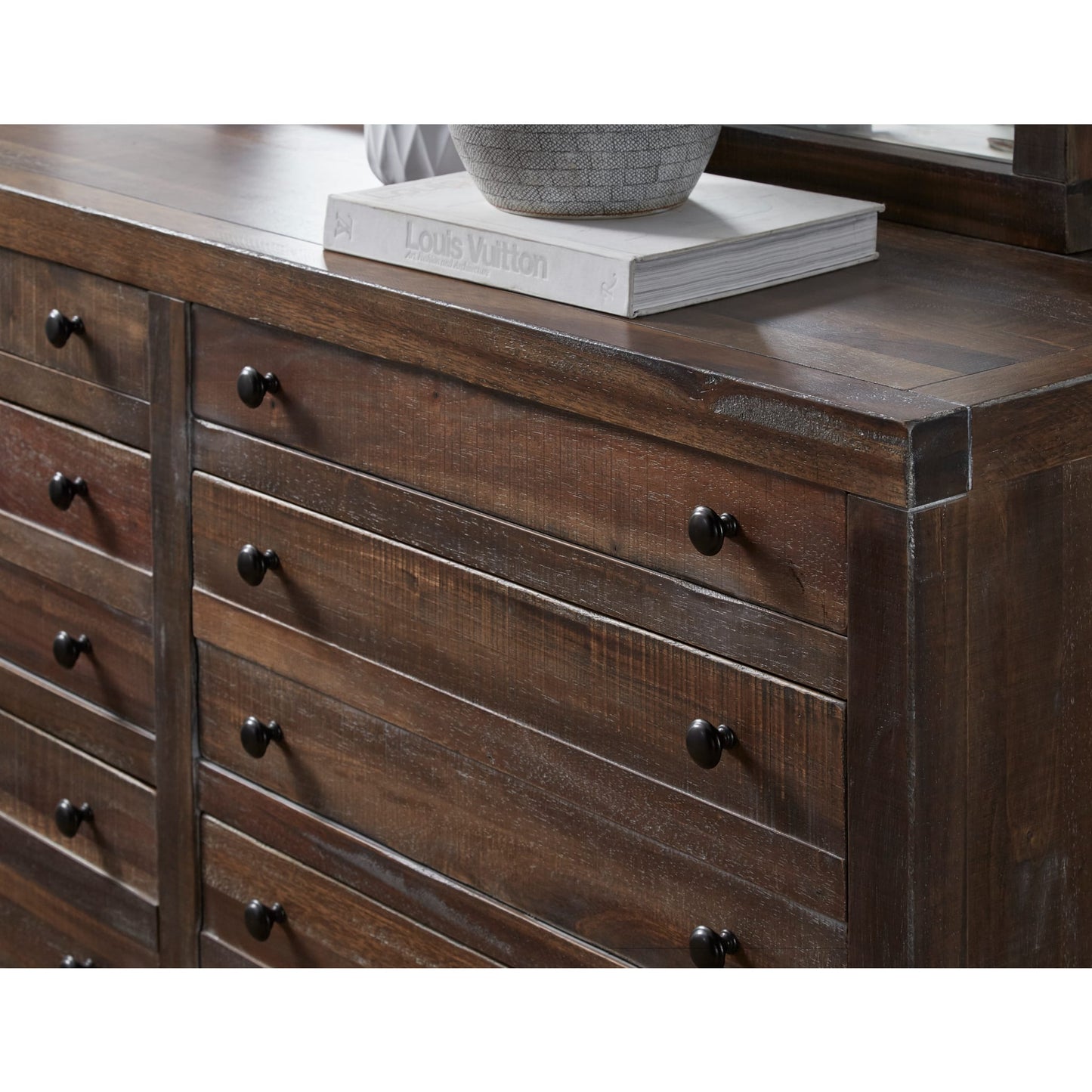 Cassettiera Townsend in legno massello con cinque cassetti, colore Java