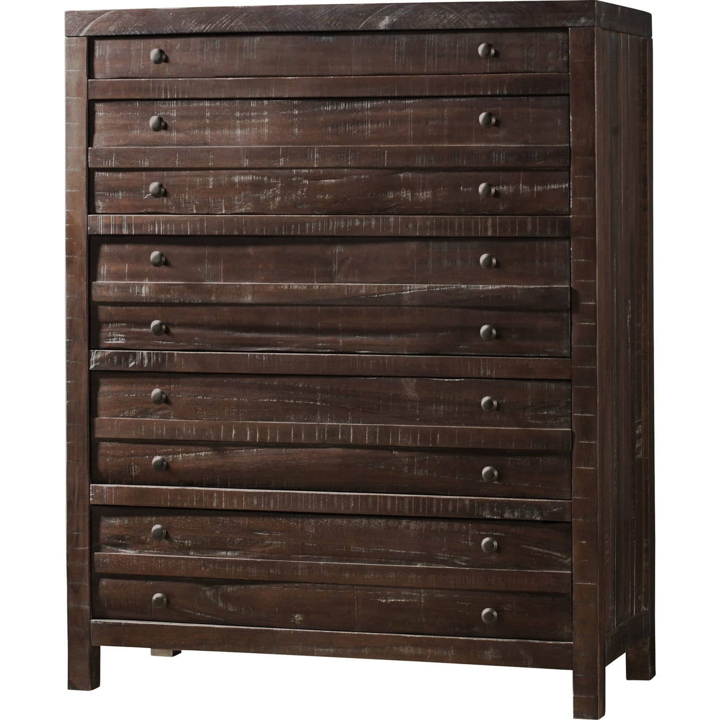 Cassettiera Townsend in legno massello con cinque cassetti, colore Java