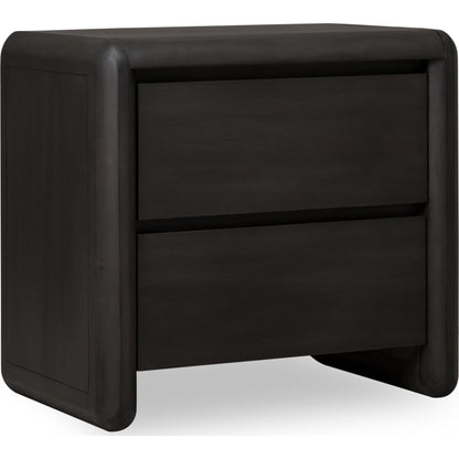 Comodino Xolani in legno di acacia a due cassetti in Jaguar