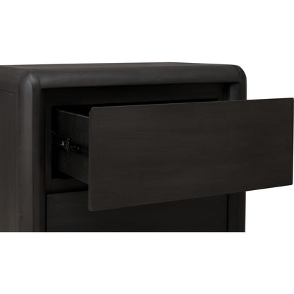 Comodino Xolani in legno di acacia a due cassetti in Jaguar