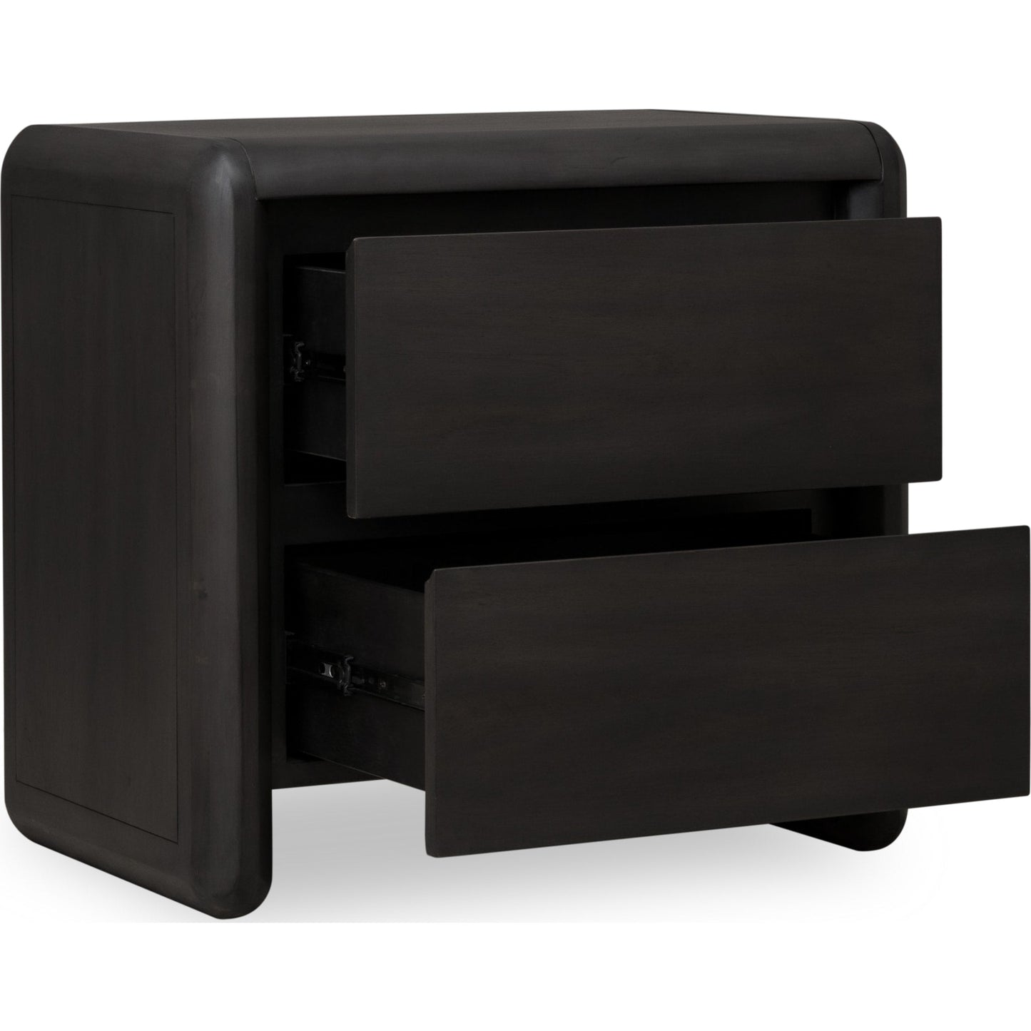 Comodino Xolani in legno di acacia a due cassetti in Jaguar