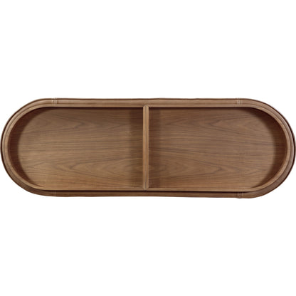 Tavolo consolle contenitore rivestito in pelle Yeal con piano in legno