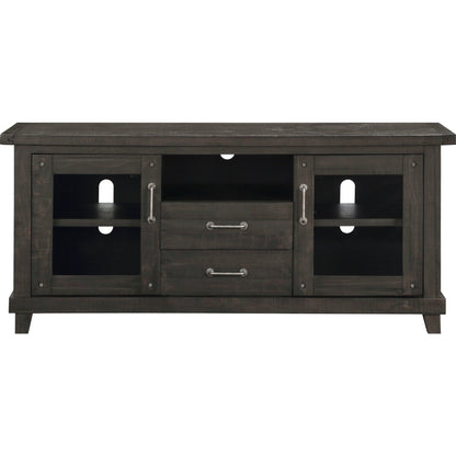 Mobiletto porta TV Yosemite in legno massello con due cassetti in stile caffetteria