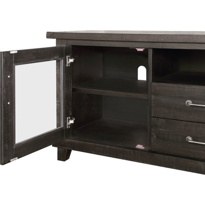 Mobiletto porta TV Yosemite in legno massello con due cassetti in stile caffetteria