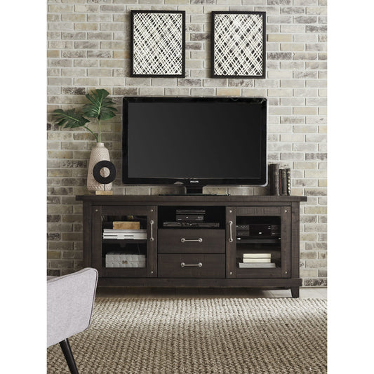 Mobiletto porta TV Yosemite in legno massello con due cassetti in stile caffetteria