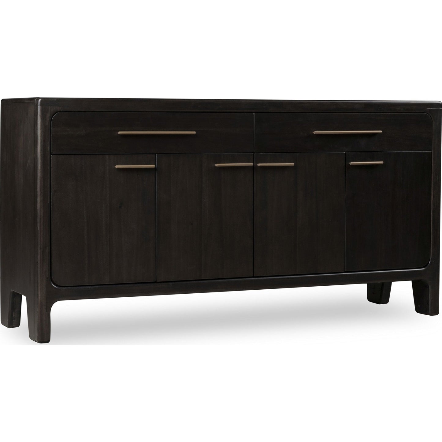 Credenza Zamba in legno di acacia con quattro ante e due cassetti, colore Jaguar