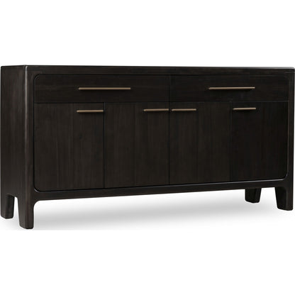 Credenza Zamba in legno di acacia con quattro ante e due cassetti, colore Jaguar