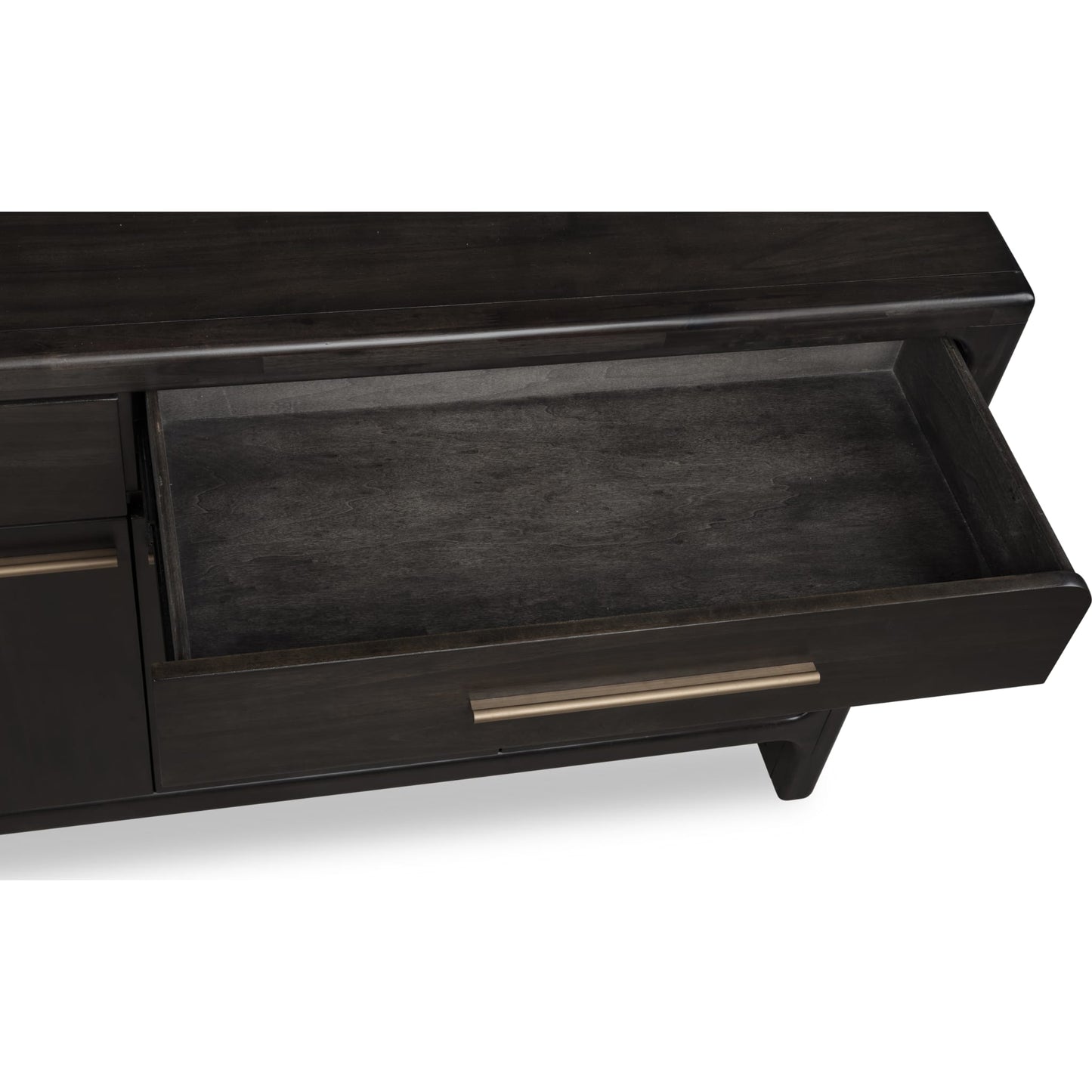 Credenza Zamba in legno di acacia con quattro ante e due cassetti, colore Jaguar