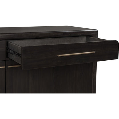 Credenza Zamba in legno di acacia con quattro ante e due cassetti, colore Jaguar