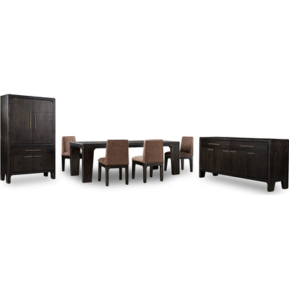 Credenza Zamba in legno di acacia con quattro ante e due cassetti, colore Jaguar
