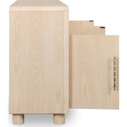 Credenza Zinnia a quattro ante e due ripiani in sabbia bianca