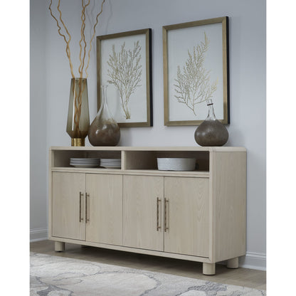 Credenza Zinnia a quattro ante e due ripiani in sabbia bianca